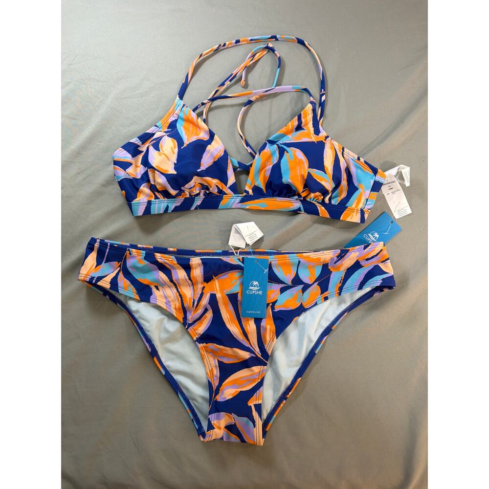 Cupshe 2 pc Tropical Print Bikini size L NWT